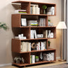Elegant Natural Wood Vertical Open Display Bookcases Image - 2