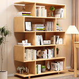 Elegant Natural Wood Vertical Open Display Bookcases Image - 3