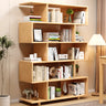Elegant Natural Wood Vertical Open Display Bookcases Image - 3