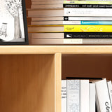 Elegant Natural Wood Vertical Open Display Bookcases Image - 8