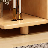 Elegant Natural Wood Vertical Open Display Bookcases Image - 9