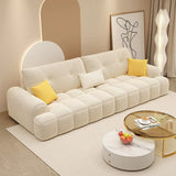 Elegant Off-White Velvet Tufted Back Recessed Arm Sofa Image - 1