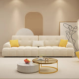 Elegant Off-White Velvet Tufted Back Recessed Arm Sofa Image - 2