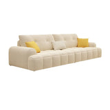 Elegant Off-White Velvet Tufted Back Recessed Arm Sofa Image - 5