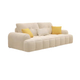Elegant Off-White Velvet Tufted Back Recessed Arm Sofa Image - 6