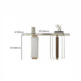 Elegant Oval Stone Metal Chalk Hallway Console Table Image - 8