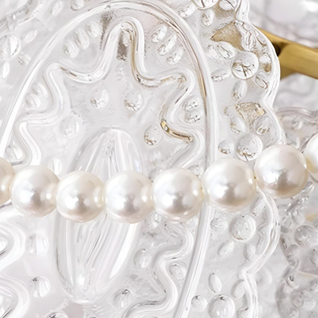 Elegant Pearl Carved Glass Island Chandelier Light Image - 10