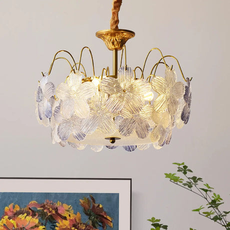 Elegant Purple Floral Glass Chandelier for Living Room Image - 1