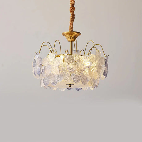 Elegant Purple Floral Glass Chandelier for Living Room Image - 2
