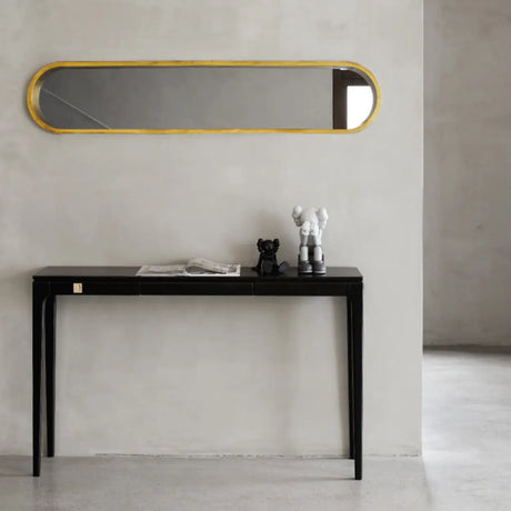 Elegant Rectangular Black Wooden Storage Console Table Image - 1