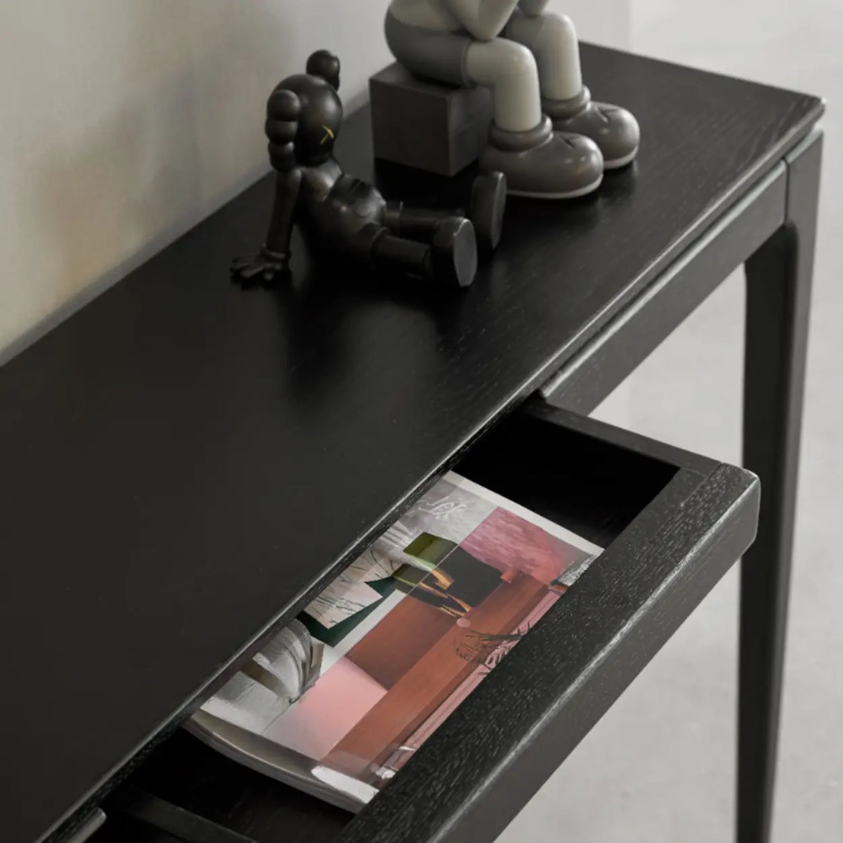 Elegant Rectangular Black Wooden Storage Console Table Image - 4
