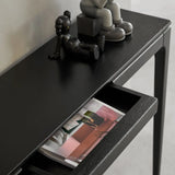 Elegant Rectangular Black Wooden Storage Console Table Image - 4