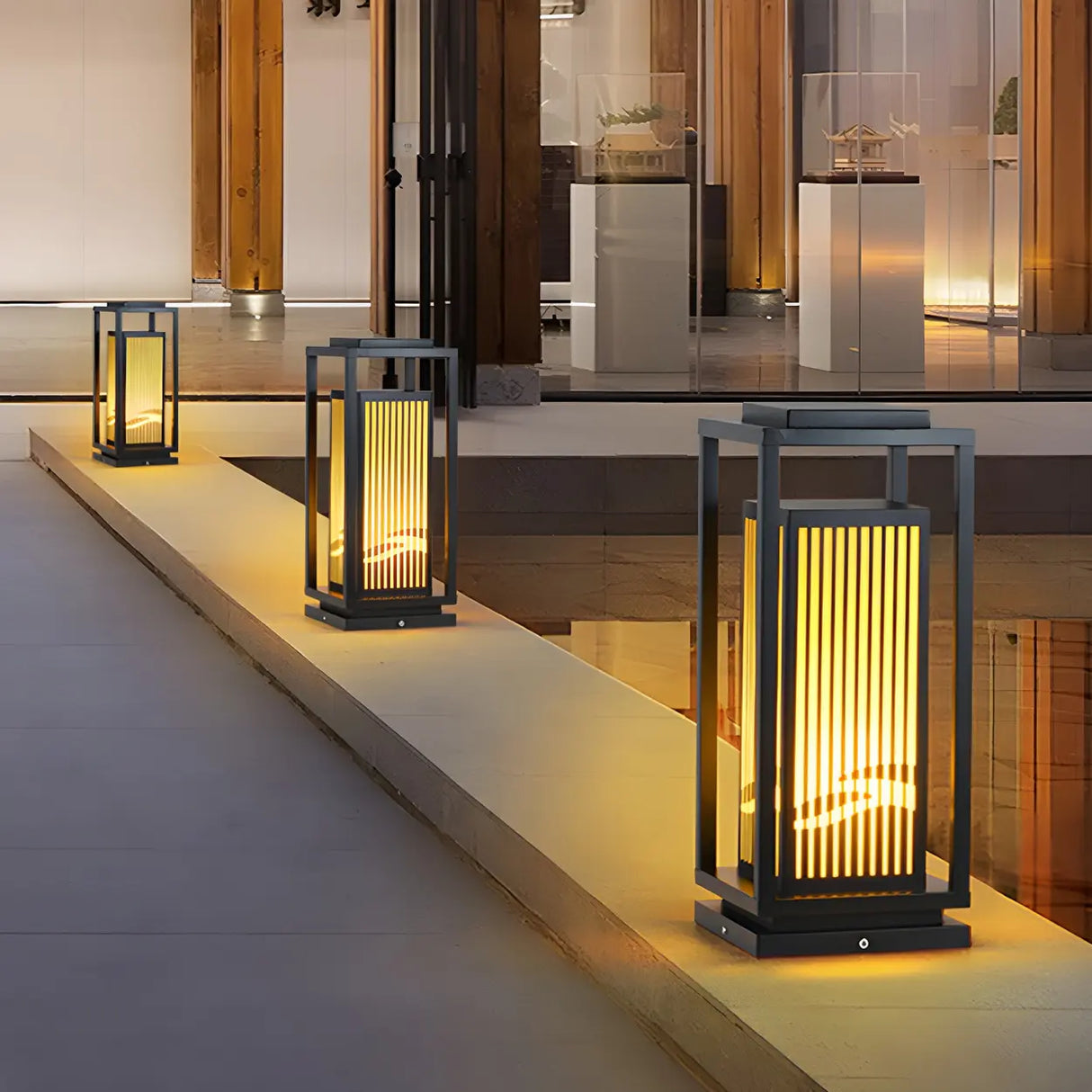Elegant Rectangular Lantern Outdoor Garden Decor Lamp Image - 11