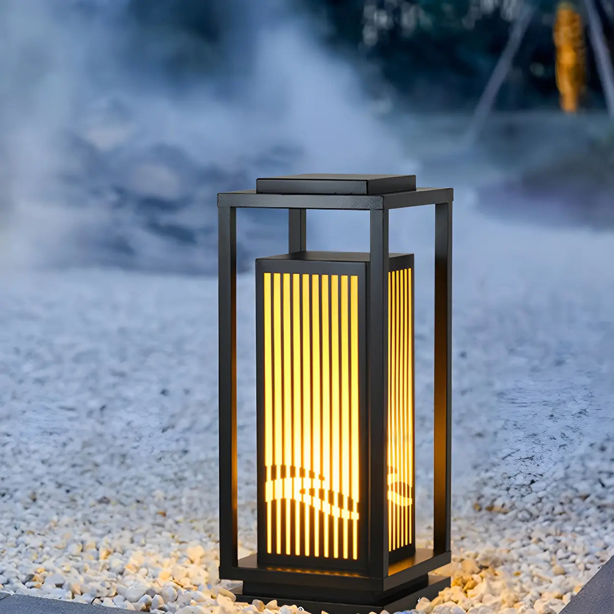 Elegant Rectangular Lantern Outdoor Garden Decor Lamp Image - 12