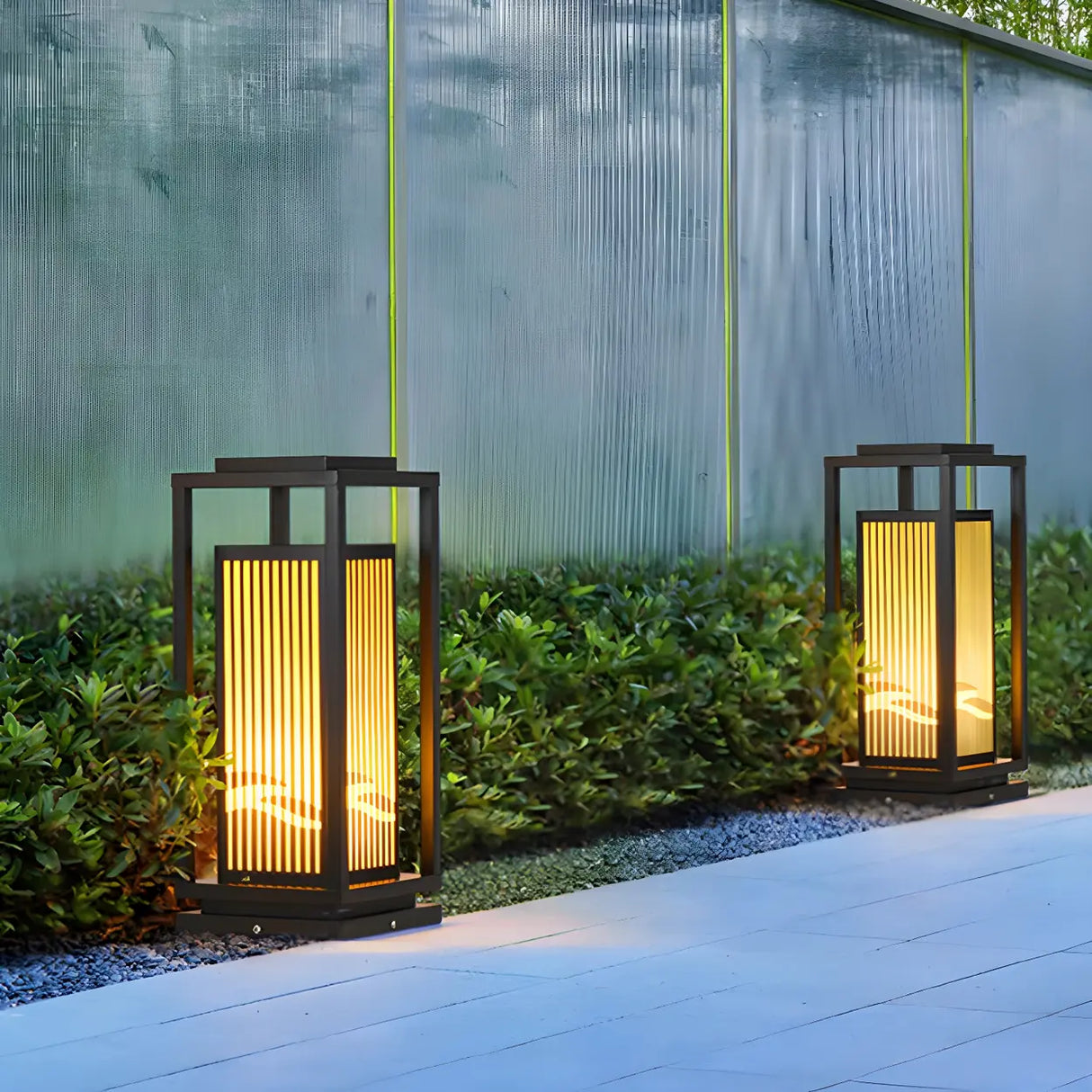 Elegant Rectangular Lantern Outdoor Garden Decor Lamp Image - 14