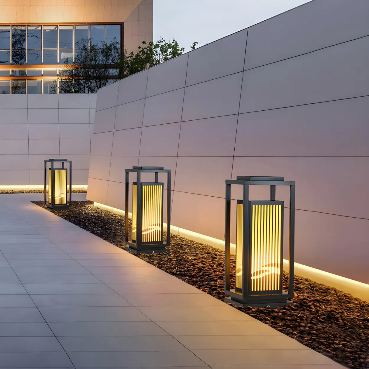 Elegant Rectangular Lantern Outdoor Garden Decor Lamp Image - 2