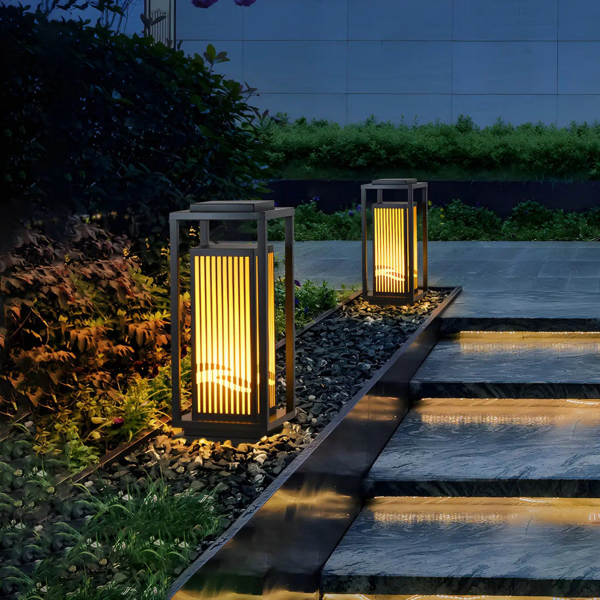 Elegant Rectangular Lantern Outdoor Garden Decor Lamp Image - 3