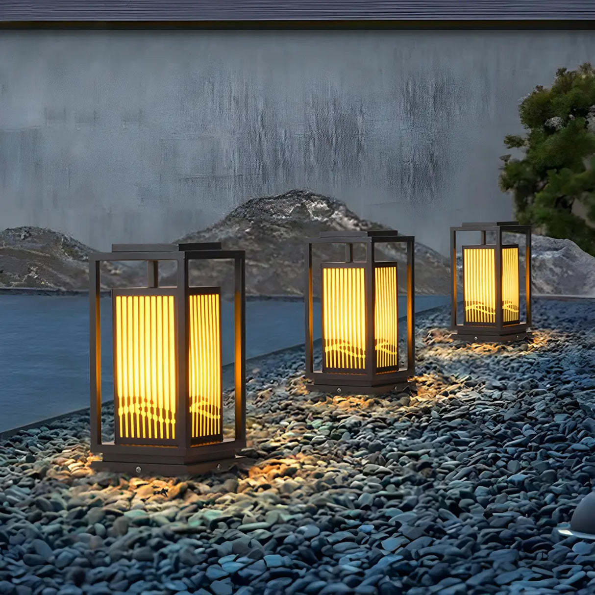 Elegant Rectangular Lantern Outdoor Garden Decor Lamp Image - 4