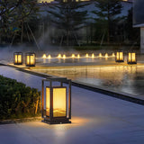 Elegant Rectangular Metal Floor Outdoor Garden Lamp Image - 15