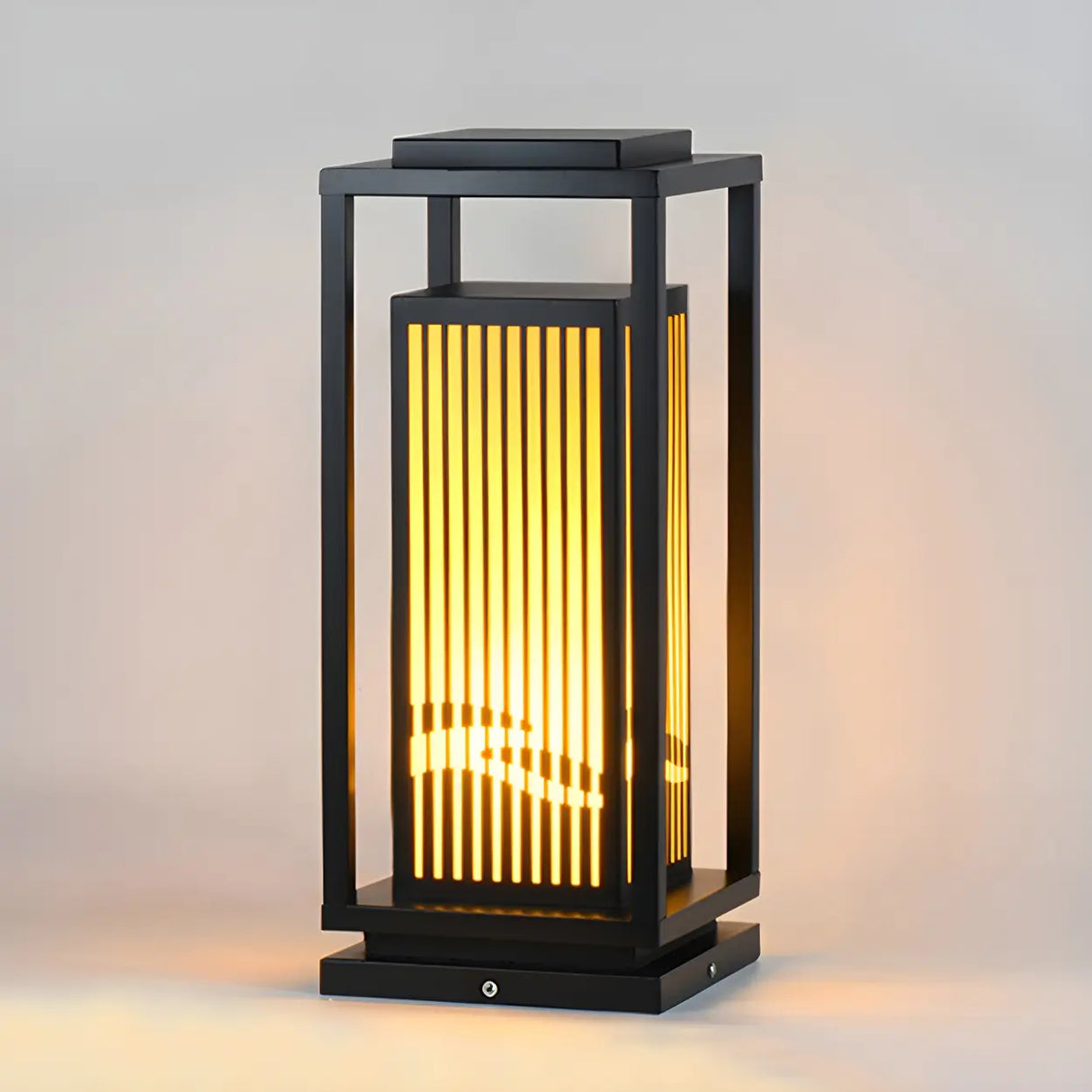 Elegant Rectangular Metal Floor Outdoor Garden Lamp Image - 2