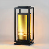 Elegant Rectangular Metal Floor Outdoor Garden Lamp Image - 2