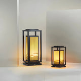Elegant Rectangular Metal Floor Outdoor Garden Lamp Image - 3