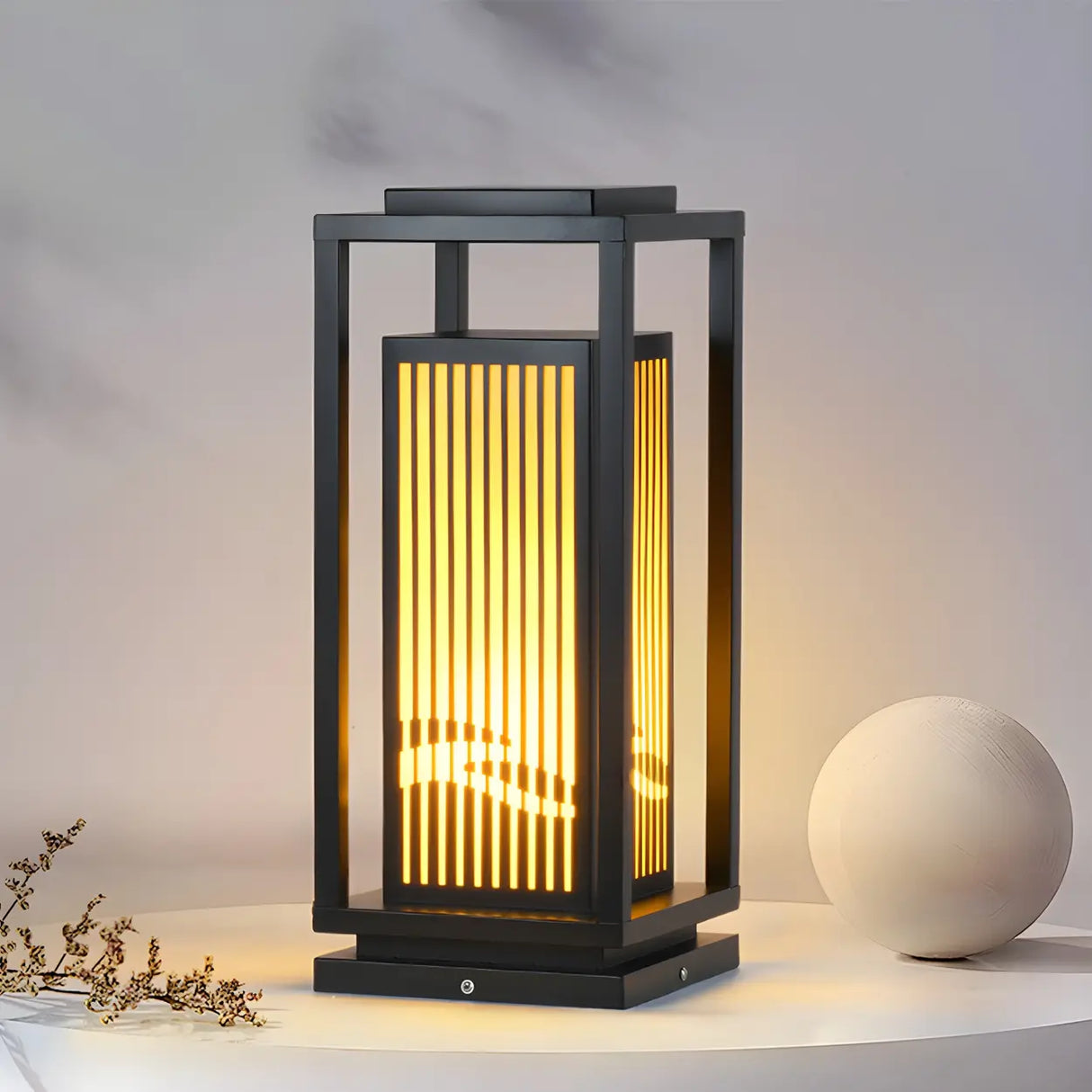 Elegant Rectangular Metal Floor Outdoor Garden Lamp Image - 5
