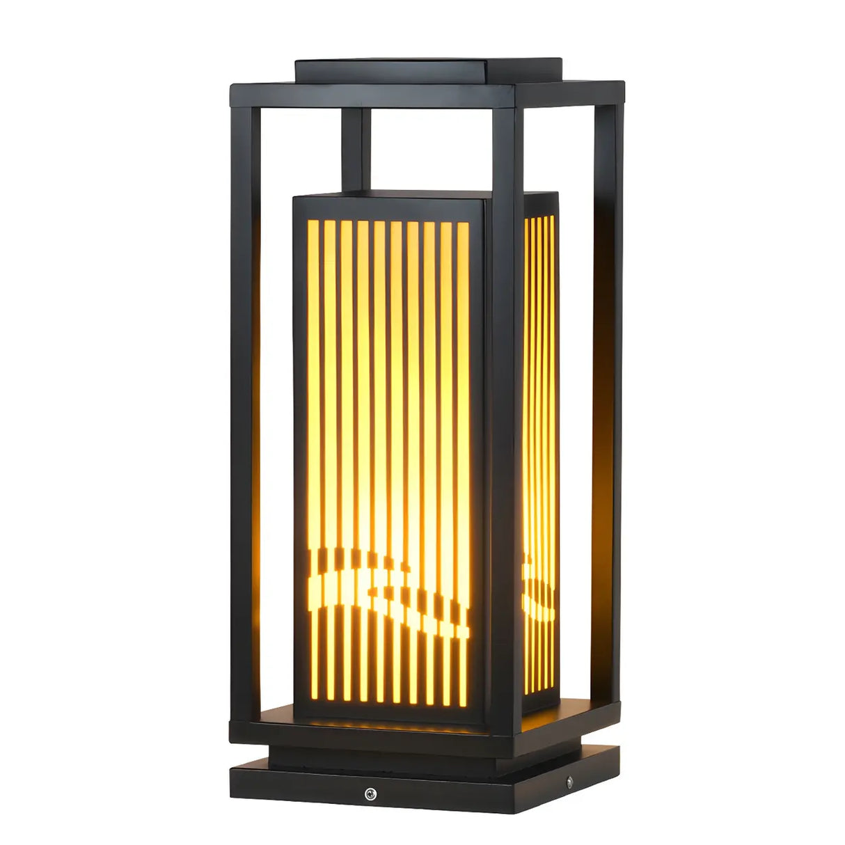Elegant Rectangular Metal Floor Outdoor Garden Lamp Image - 6