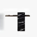 Elegant Rectangular Stone Black Accent Console Table Image - 8