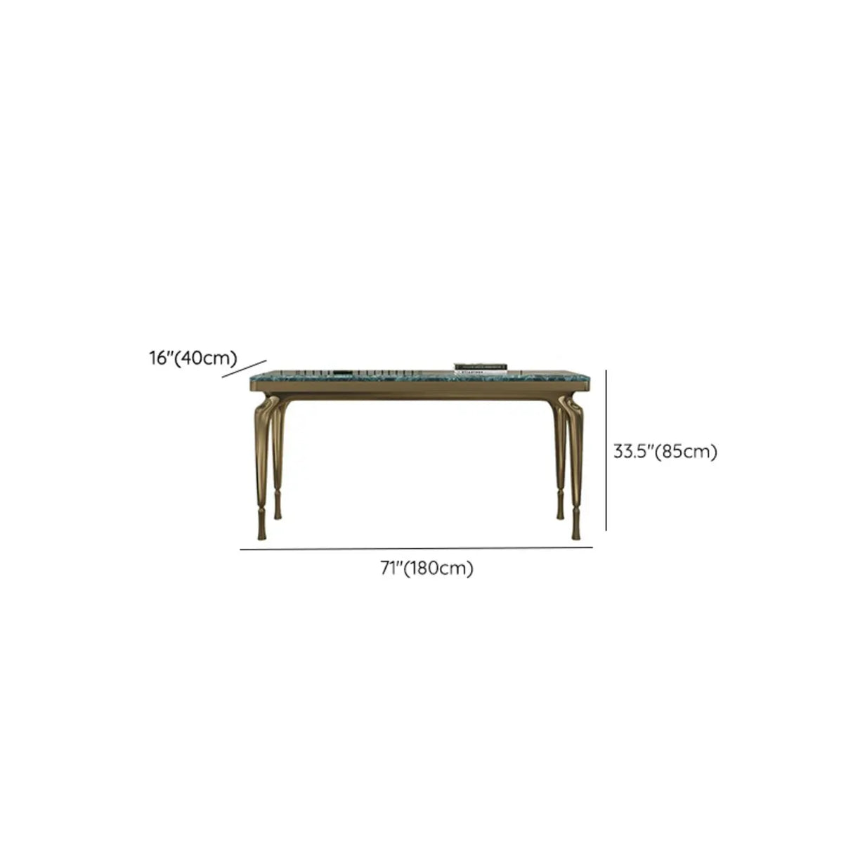 Elegant Rectangular Stone Green Top Standard Console Table Image - 10