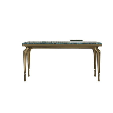 Elegant Rectangular Stone Green Top Standard Console Table Image - 2