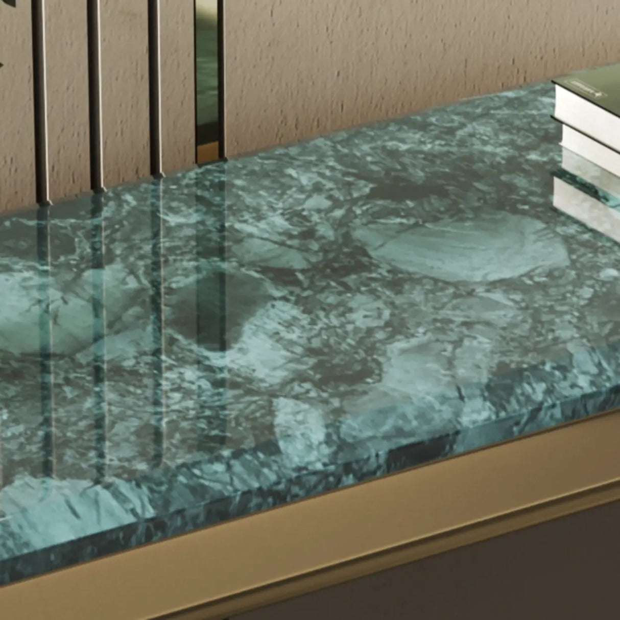 Elegant Rectangular Stone Green Top Standard Console Table Image - 5