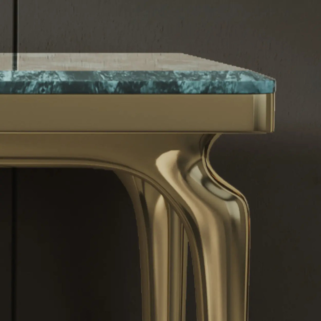 Elegant Rectangular Stone Green Top Standard Console Table Image - 6