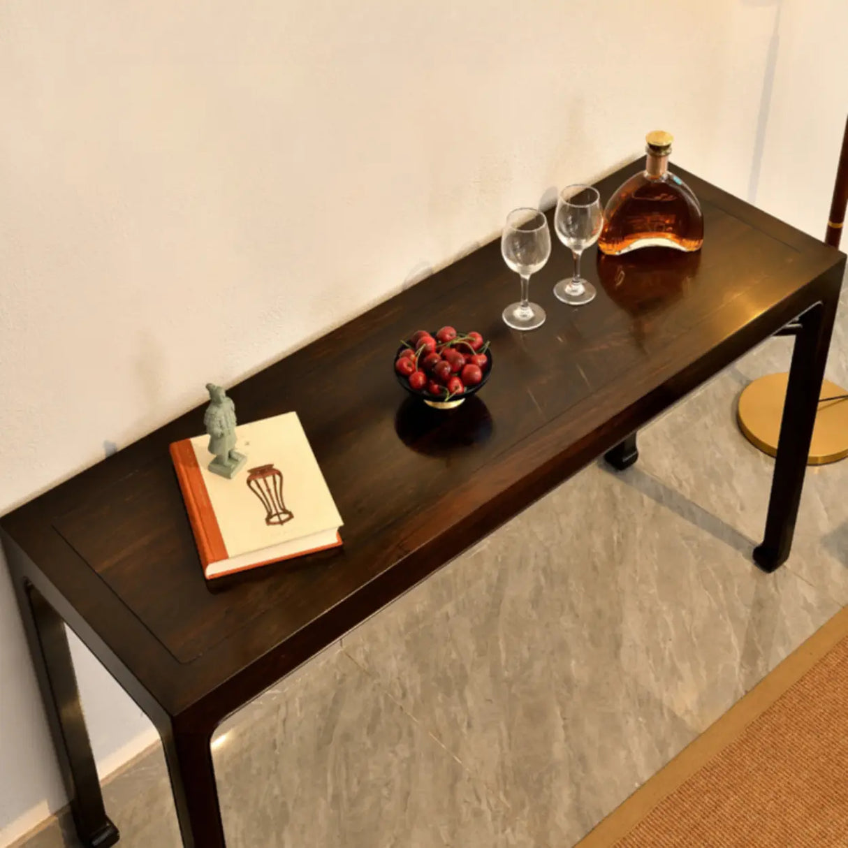 Elegant Rectangular Wood Black Foyer Console Table Image - 10