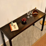 Elegant Rectangular Wood Black Foyer Console Table Image - 10