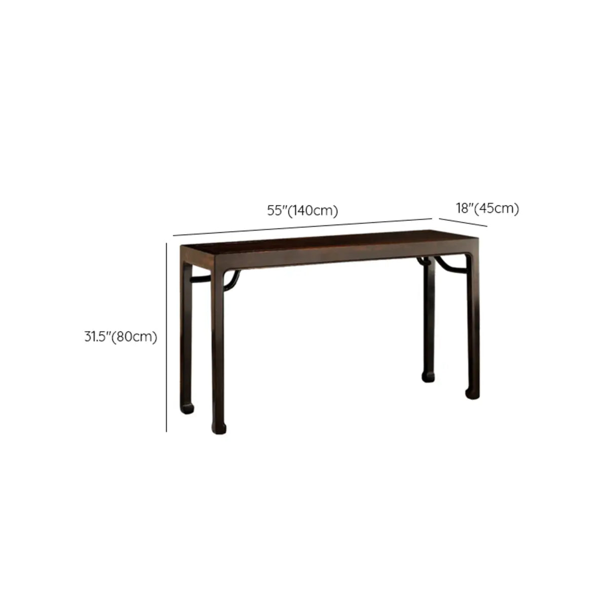 Elegant Rectangular Wood Black Foyer Console Table 