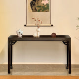 Elegant Rectangular Wood Black Foyer Console Table Image - 2
