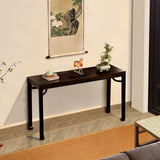 Elegant Rectangular Wood Black Foyer Console Table Image - 3