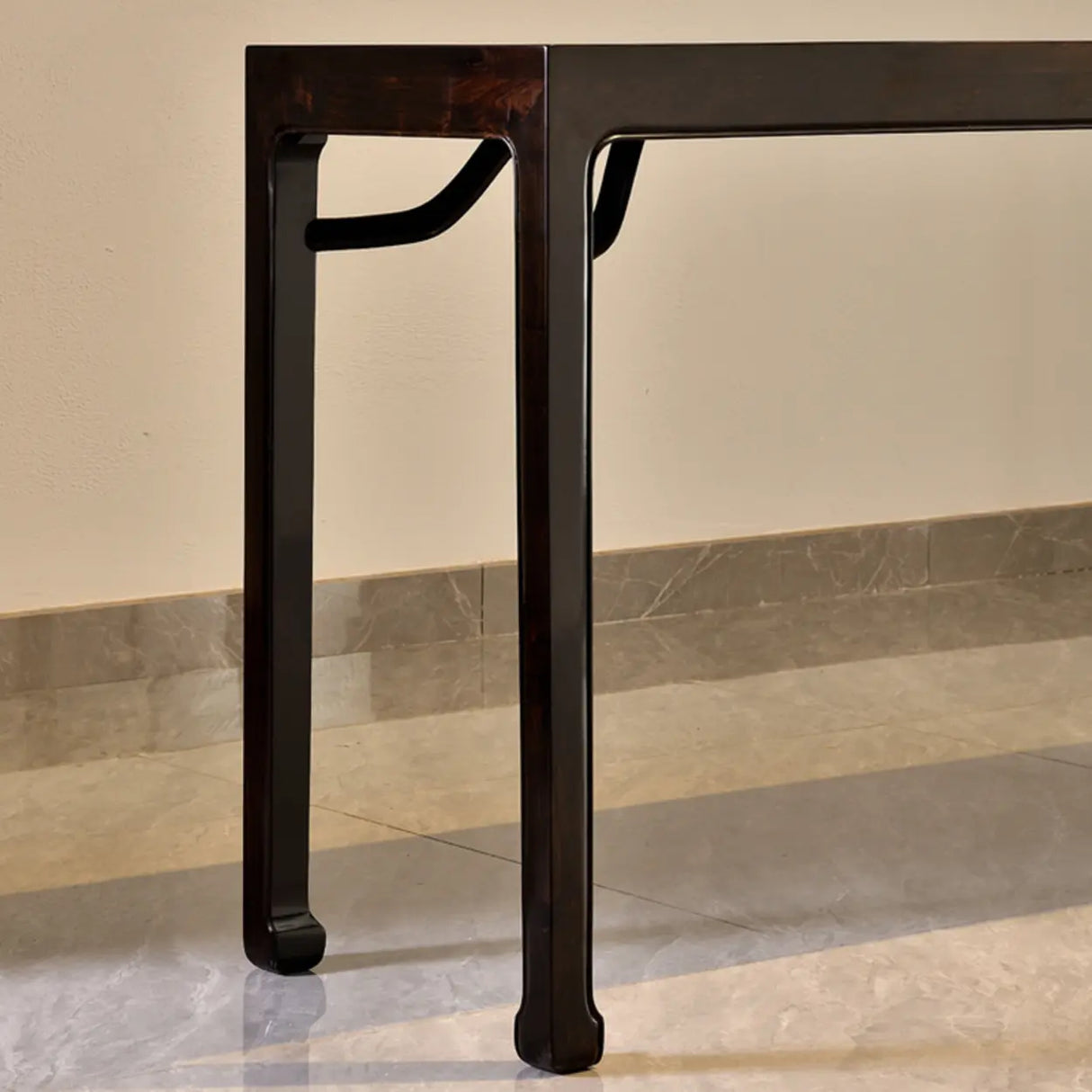 Elegant Rectangular Wood Black Foyer Console Table Image - 8