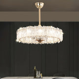 Elegant Round Crystal Chandelier Ceiling Fan Light Image - 18