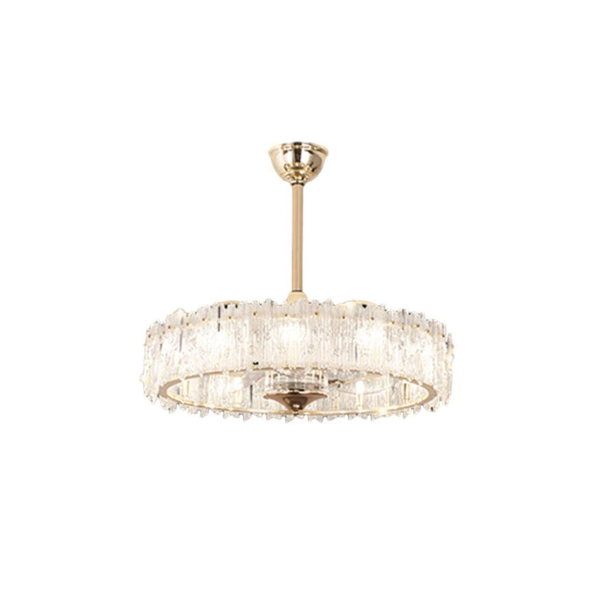 Elegant Round Crystal Chandelier Ceiling Fan Light Image - 5