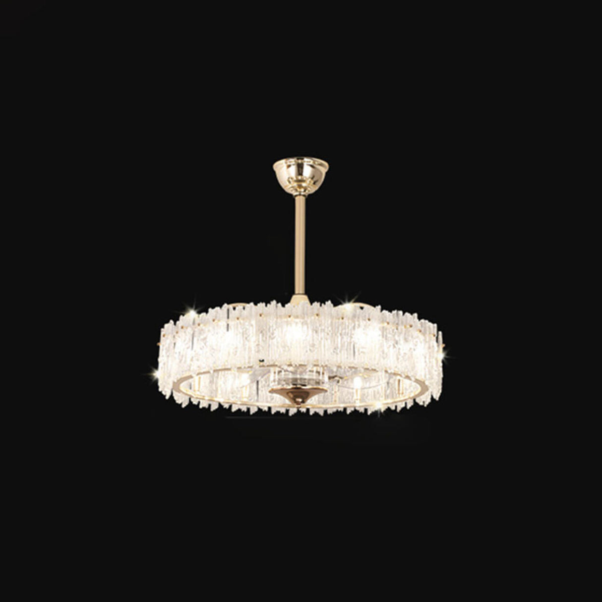 Elegant Round Crystal Chandelier Ceiling Fan Light Image - 8