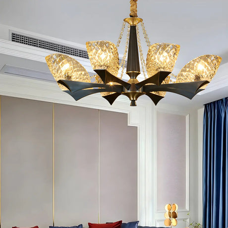 Elegant Round Crystal Living Room Black Large Chandelier Image - 2
