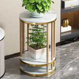 Elegant Round Wood Base Indoor Floor Plant Stand Brown Image - 4