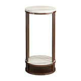 Elegant Round Wood Base Indoor Floor Plant Stand Brown Image - 5