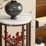 Elegant Round Wood Base Indoor Floor Plant Stand Brown Image - 7