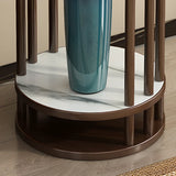 Elegant Round Wood Base Indoor Floor Plant Stand Brown Image - 9