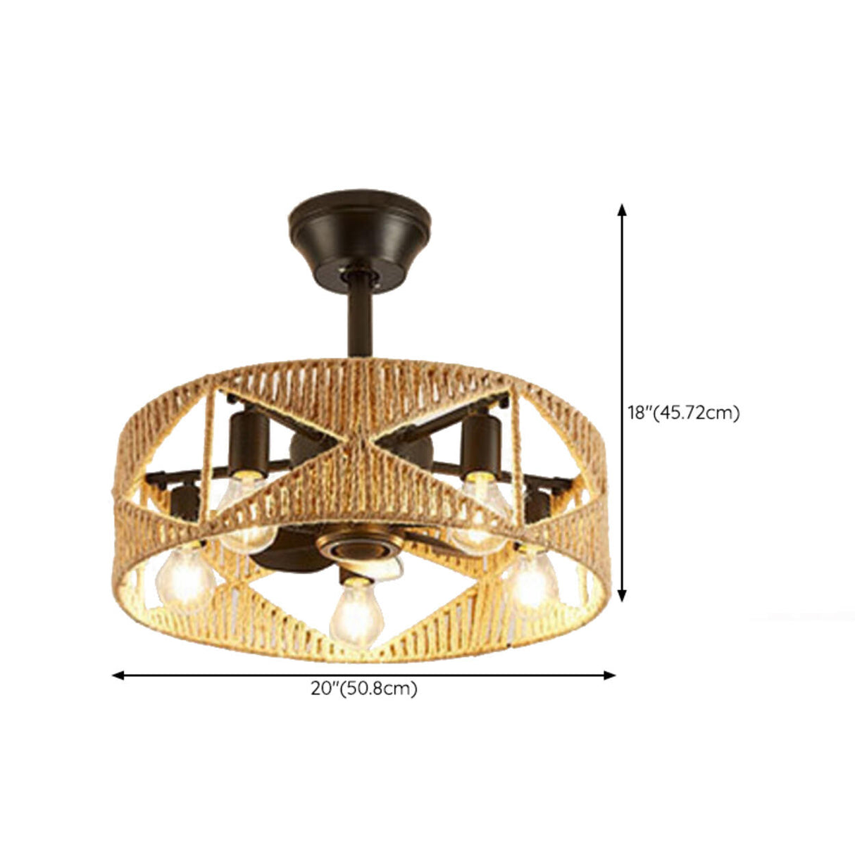 Elegant Simple Rattan Barrel Shade Ceiling Fan Light 