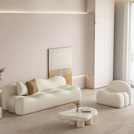 Elegant Solid White Water Resistant Faux Leather Sofa Image - 1