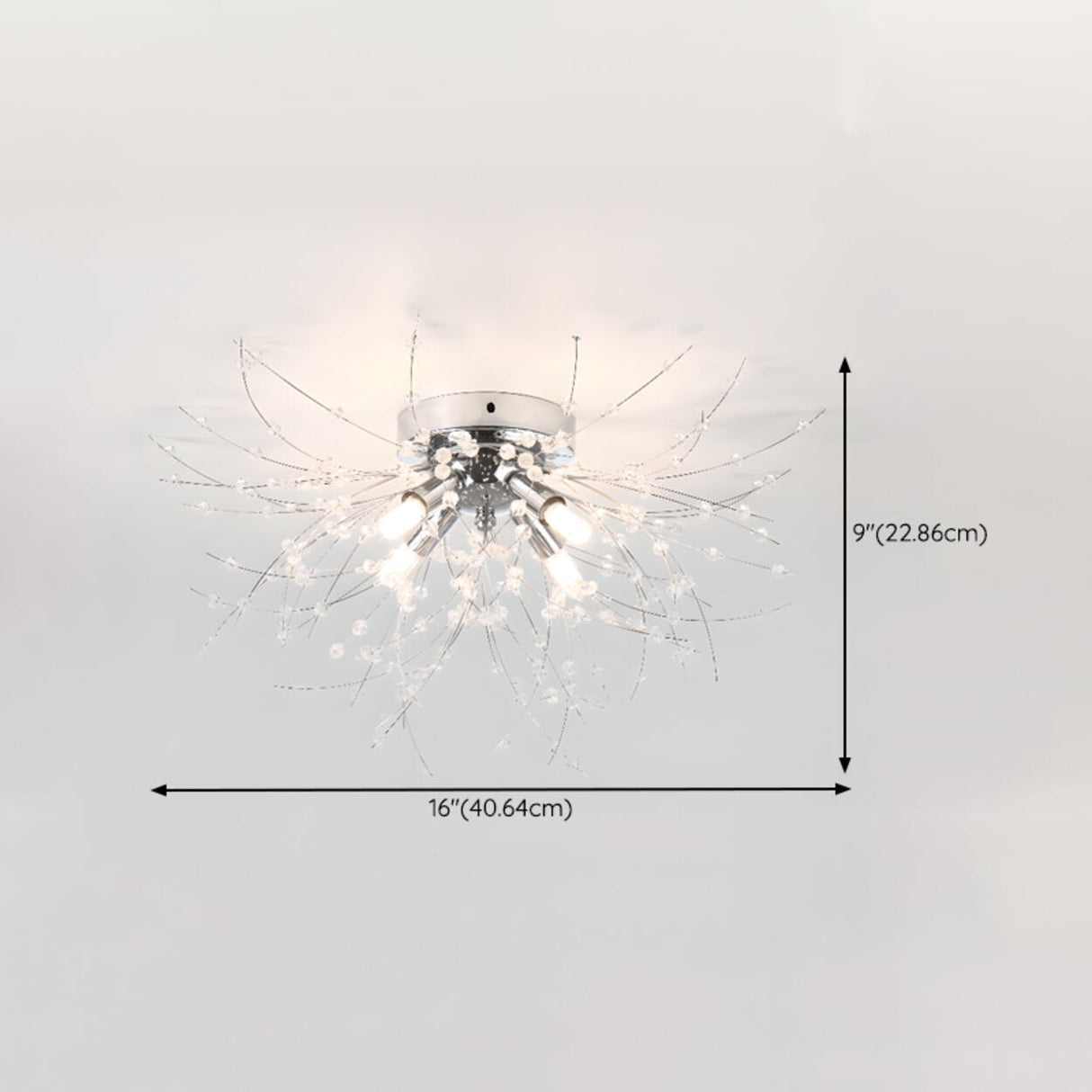 Elegant Starburst Crystal Flush Mount Light Living Room 